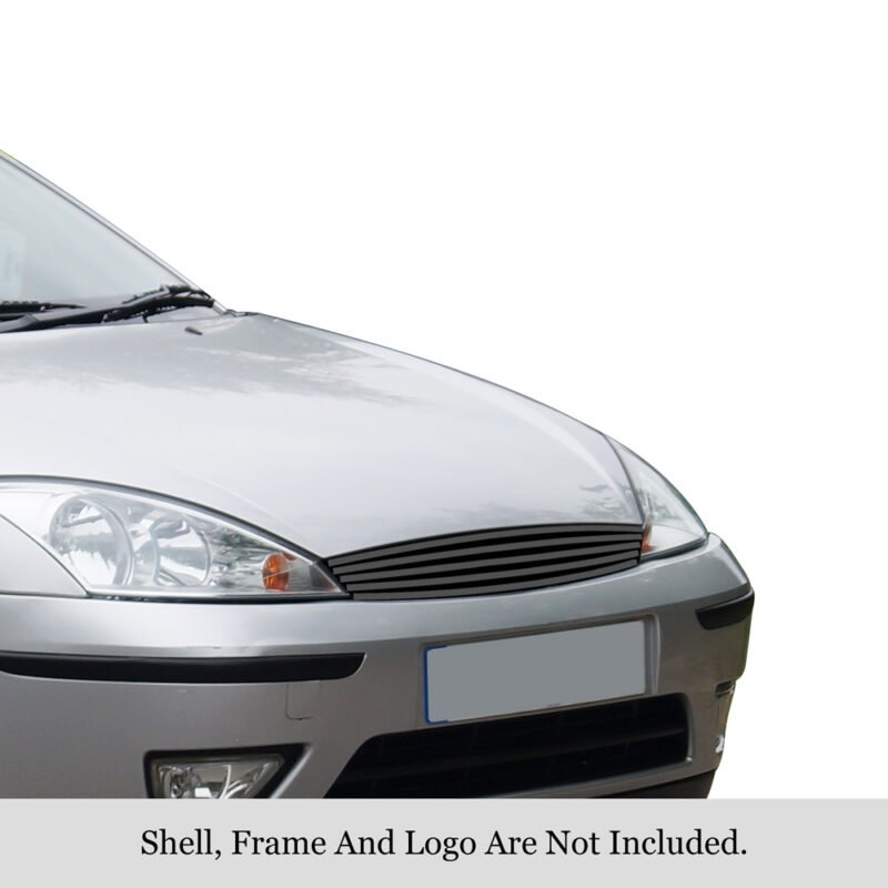 Fits 2000-2004 Ford Focus Main Upper Black Stainless Steel Billet Grille - Image 3