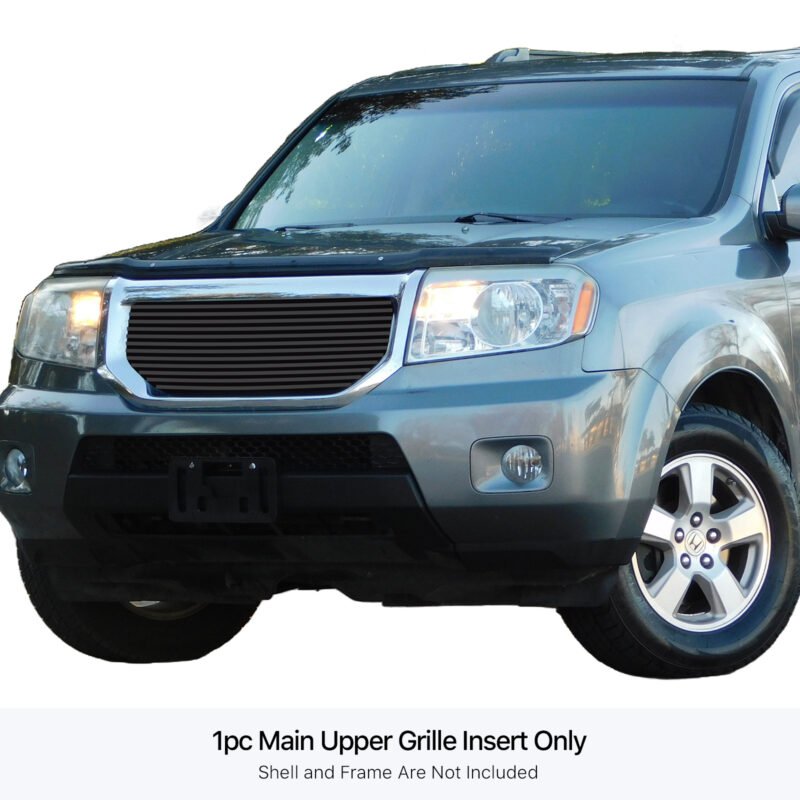 Fits 2009-2011 Honda Pilot Main Upper Black Stainless Steel Billet Grille - Image 3