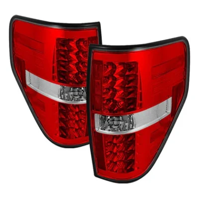 Fits Ford F150 09-14 LED Tail Lights - Red Clear