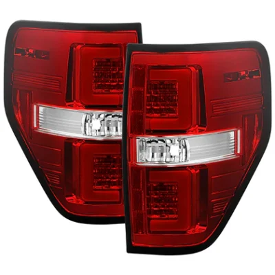 Fits Ford F150 09-14 Version 2 Light Bar LED Tail Lights - Red Clear