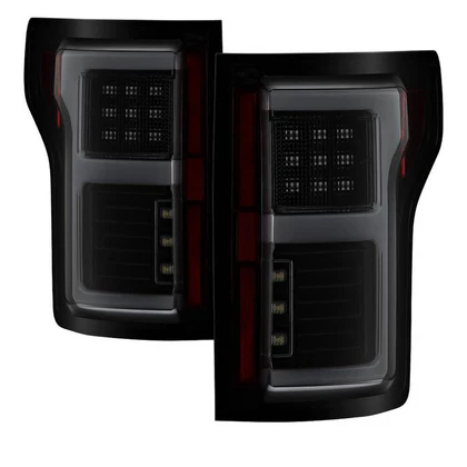 Fits Ford F150 2015-2017 Light Bar LED Tail Lights ( Compatible With Rear Blind Spot Sensor Model Only ) - Black Smoke