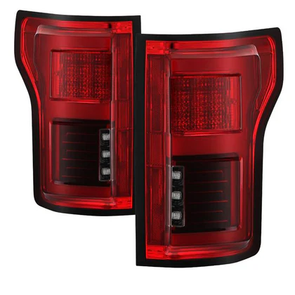 Fits Ford F150 2015-2017 Light Bar LED Tail Lights ( Compatible With Rear Blind Spot Sensor Model Only ) - Red Clear