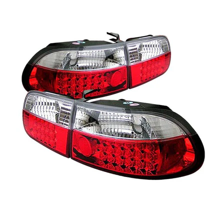 Fits Honda Civic 92-95 3DR LED Tail Lights - Red Clear