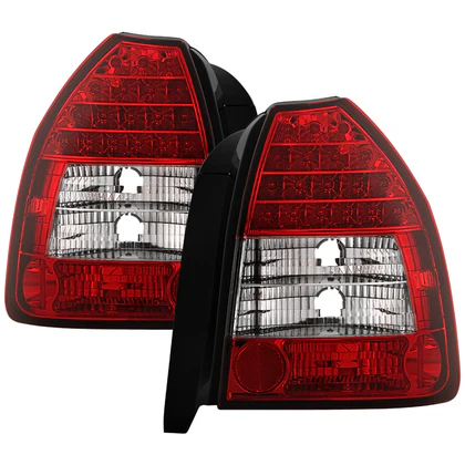Fits Honda Civic 96-00 3DR LED Tail Lights - Red Clear