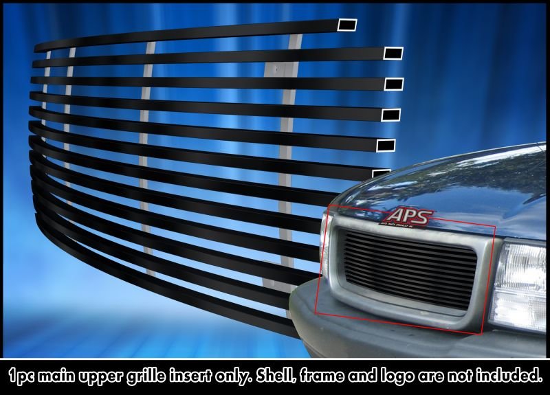 Fits 1998-2003 GMC Jimmy /1998-2003 GMC Sonoma Main Upper Black Stainless Steel Billet Grille