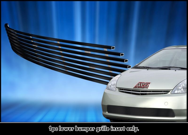 Fits 2006-2009 Toyota Prius With Fog Light Covered Lower Bumper Black Stainless Steel Billet Grille