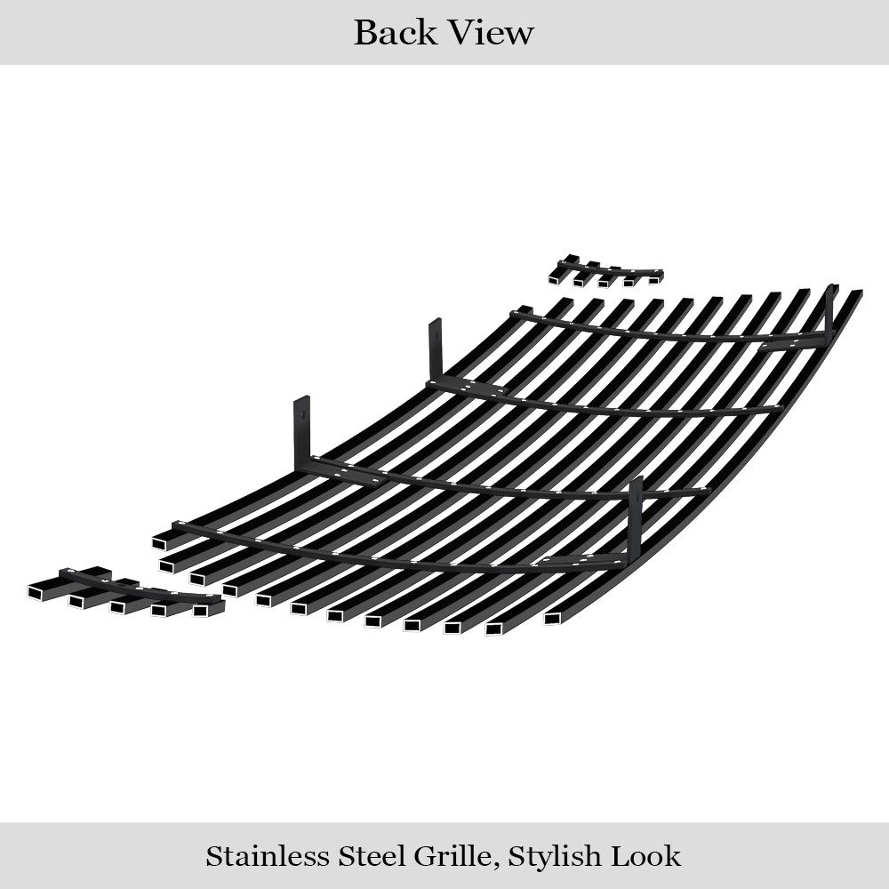 Fits 2005-2010 Toyota Tacoma 1 PC Center & 2 PCS For Side Holes Main Upper Black Stainless Steel Billet Grille - Image 2