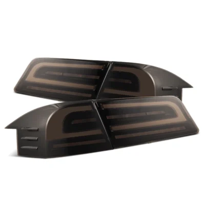 Fits 12-21 Tesla Model S LUXX-Series LED Tail Lights Black Smoke (With Black Trunk Center Piece Replacement)
