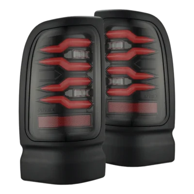 Fits 94-01 Dodge Ram 1500/94-02 Ram 2500/3500 LUXX-Series LED Tail Lights Black Red