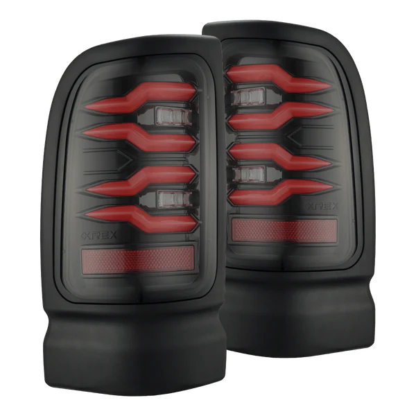Fits 94-01 Dodge Ram 1500/94-02 Ram 2500/3500 LUXX-Series LED Tail Lights Black Red