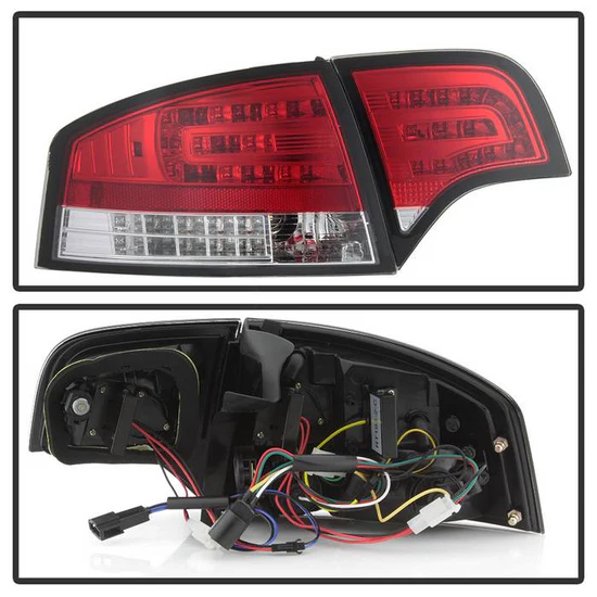 Fits Audi A4 4Dr 06-08 LED Tail Lights - Red Clear - Image 6