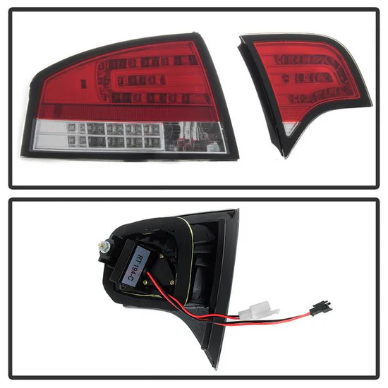 Fits Audi A4 4Dr 06-08 LED Tail Lights - Red Clear - Image 3