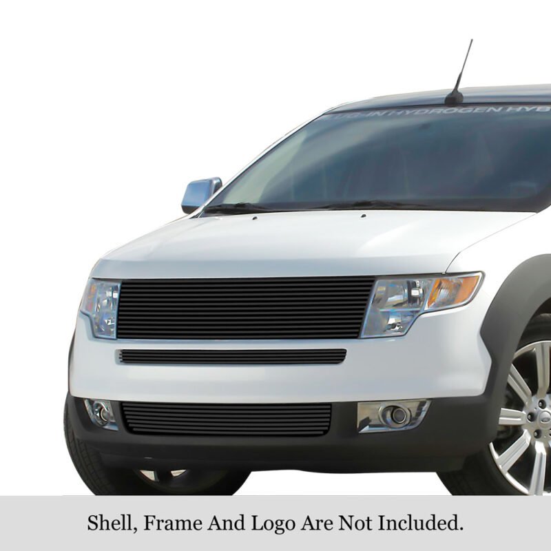 Fits 2007-2010 Ford Edge Main Upper + Lower Bumper Black Stainless Steel Billet Grille - Image 3