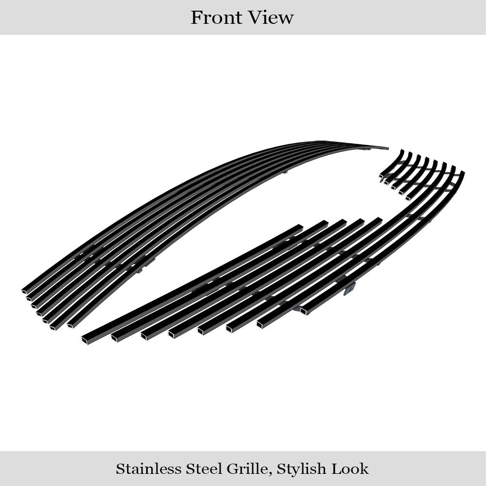 Fits 2011-2013 Toyota Corolla Main Upper + Lower Bumper Black Stainless Steel Billet Grille