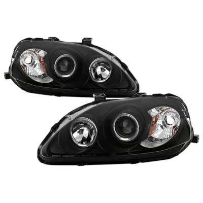 Fits ( Spyder Signature ) Honda Civic 99-00 Projector Headlights - LED Halo - Black - High H1 (Included) - Low H1 (Included)