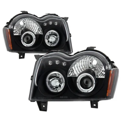 Fits ( Spyder Signature ) Jeep Grand Cherokee 05-07 Projector Headlights - LED Halo - LED ( Replaceable LEDs ) - Black - High H1 (Included) - Low 9006 (Not Included)