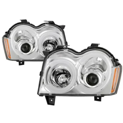 Fits ( Spyder Signature ) Jeep Grand Cherokee 05-07 Light Bar Projector Headlights - Low Beam-HB4(Not Included) ; High Beam-H1(Not Included) ; Signal-3157NA(Not Included) - Chrome