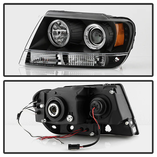 Fits ( Spyder Signature ) Jeep Grand Cherokee 99-04 Projector Headlights - LED Halo - LED ( Replaceable LEDs ) - Black - High 9005 (Not Included) - Low 9006 (Not Included) - Image 4
