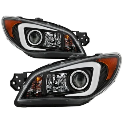 Fits ( Spyder Signature ) Subaru Impreza WRX 2006-2007 Projector Headlights - Halogen Model Only ( Not Compatible With Xenon/HID Model ) - Light Bar DRL - Black