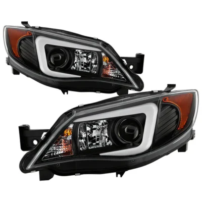Fits ( Spyder Signature ) Subaru Impreza WRX 2008-2014 Projector Headlights - Halogen Model Only ( Not Compatible With Xenon/HID Model ) - Light Bar DRL - Black