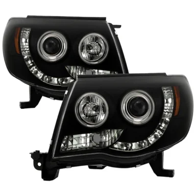 Fits ( Spyder Signature ) Toyota Tacoma 05-11 Projector Headlights - CCFL Halo - LED ( Replaceable LEDs ) - Black Smoke - High H1 (Included) - Low H1 (Included)
