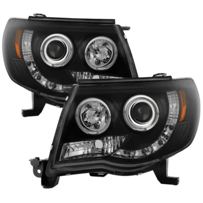 Fits ( Spyder Signature ) Toyota Tacoma 05-11 Projector Headlights - LED Halo - LED ( Replaceable LEDs ) - Black Smoke - High H1 (Included) - Low H1 (Included)