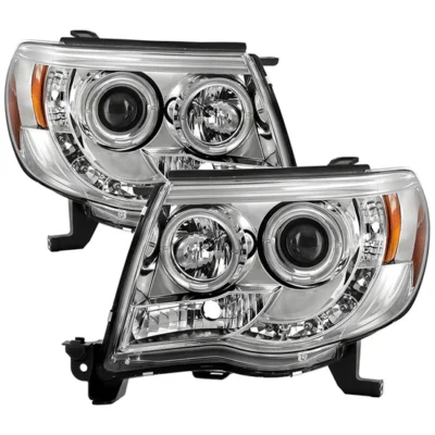 Fits ( Spyder Signature ) Toyota Tacoma 05-11 Projector Headlights - LED Halo - LED ( Replaceable LEDs ) - Chrome - High H1 (Included) - Low H1 (Included)