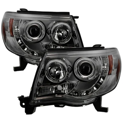 Fits ( Spyder Signature ) Toyota Tacoma 05-11 Projector Headlights - LED Halo - LED ( Replaceable LEDs ) - Smoke - High H1 (Included) - Low H1 (Included)