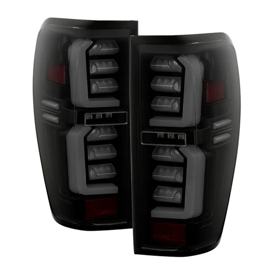 Fits ( Spyder Apex ) GMC Sierra 2019-2020 1500 Incandescent Bulb Model Only ( Not Compatible With Factory LED Model ) LED Tail Lights - Greeting Lights Animation - LED White Light Bar Parking Light - Black Smoke