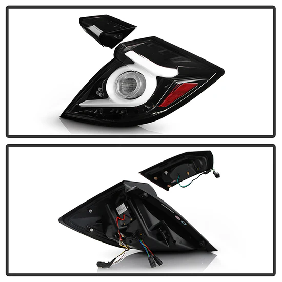 Fits ( Spyder ) Honda Civic 2016 - 2019 5 Door Hatchback Light Bar LED Tail Lights - Welcome Lights - Sequential LED Turn Signal Lights - Black Chrome - Image 2