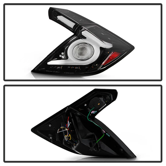 Fits ( Spyder ) Honda Civic 2016 - 2019 5 Door Hatchback Light Bar LED Tail Lights - Welcome Lights - Sequential LED Turn Signal Lights - Black Chrome - Image 3