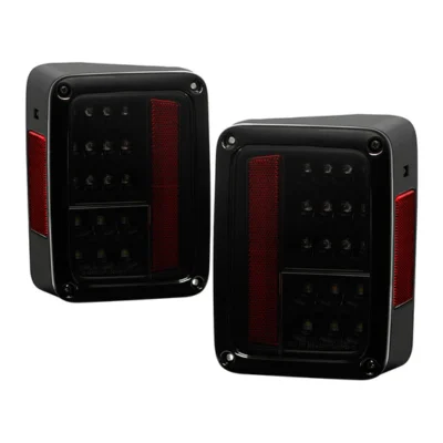 Fits Jeep Wrangler (JK JKU) 07-18 LED Tail Lights - Black Smoke