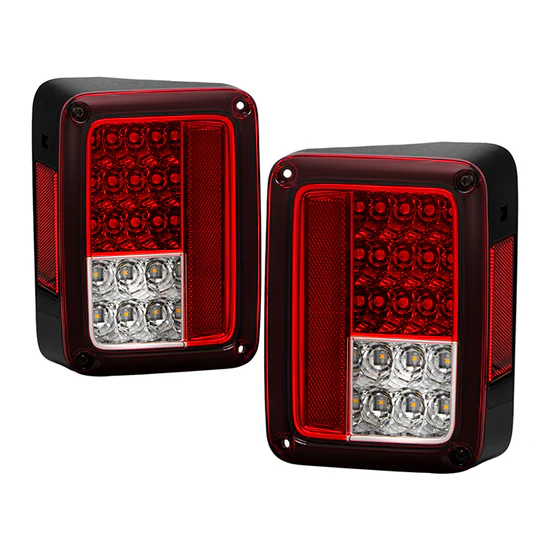 Fits Jeep Wrangler (JK JKU) 07-18 LED Tail Lights - Red Clear