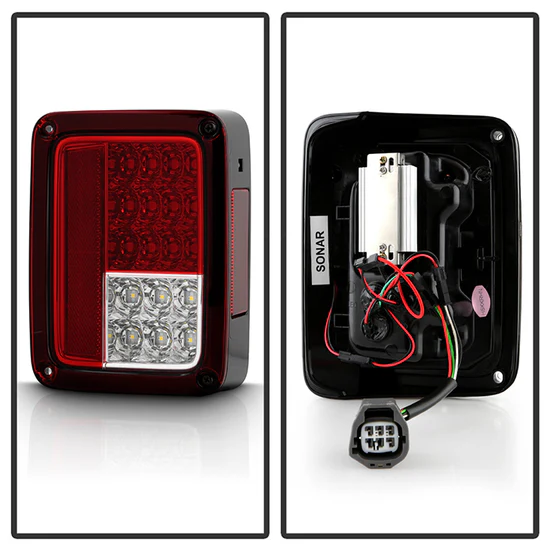 Fits Jeep Wrangler (JK JKU) 07-18 LED Tail Lights - Red Clear - Image 2
