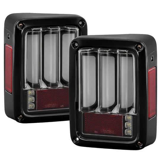 Fits Jeep Wrangler (JK JKU) 07-18 Version 2 Light Bar Sequential Turn Signal LED Tail Lights - Black