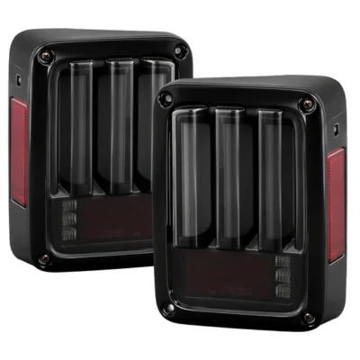 Fits Jeep Wrangler (JK JKU) 07-18 Version 2 Light Bar Sequential Turn Signal LED Tail Lights - Black Smoke