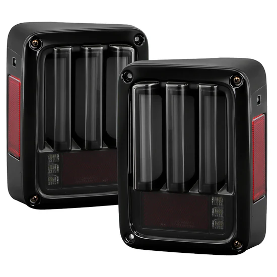 Fits Jeep Wrangler (JK JKU) 07-18 Version 2 Light Bar Sequential Turn Signal LED Tail Lights - Black Smoke