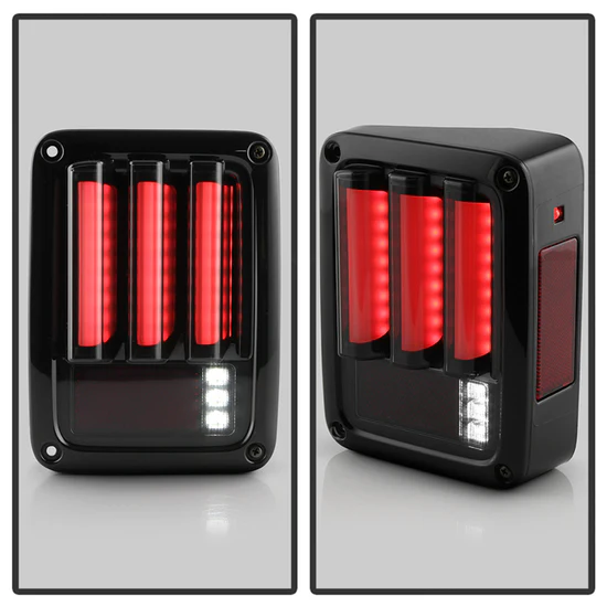Fits Jeep Wrangler (JK JKU) 07-18 Version 2 Light Bar Sequential Turn Signal LED Tail Lights - Black Smoke - Image 3
