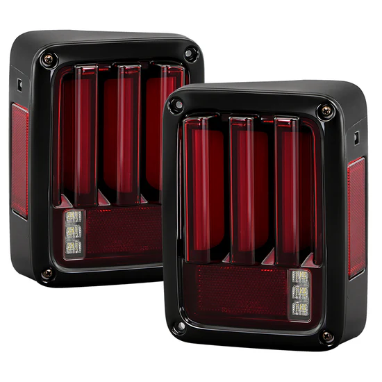 Fits Jeep Wrangler (JK JKU) 07-18 Version 2 Light Bar Sequential Turn Signal LED Tail Lights - Red Clear