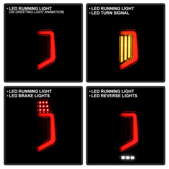 Fits ( Spyder Apex ) Nissan Frontier 2005-2021 LED Tail Lights - LED Clear Light Bar Parking Lights - Greeting Light - Brake Lights: LED - Parking Lights: LED - Turn Signal Lights - LED - Reverse Lights: LED - Black - Image 10