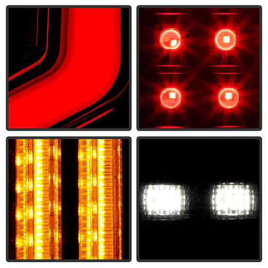 Fits ( Spyder Apex ) Nissan Frontier 2005-2021 LED Tail Lights - LED Clear Light Bar Parking Lights - Greeting Light - Brake Lights: LED - Parking Lights: LED - Turn Signal Lights - LED - Reverse Lights: LED - Black - Image 8