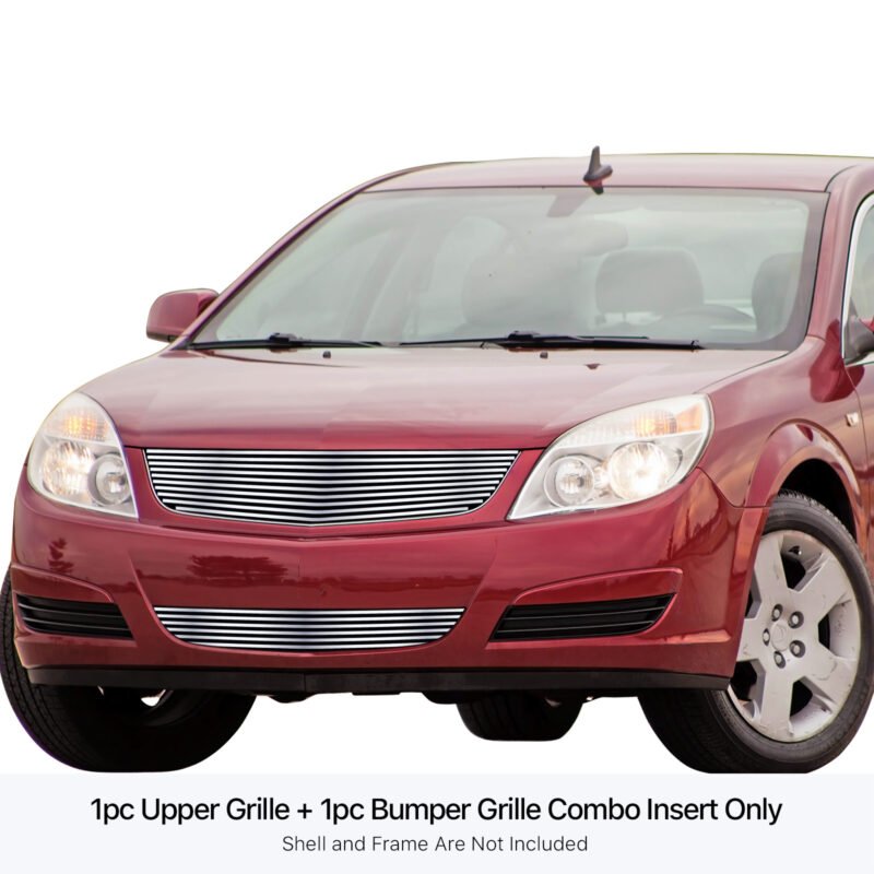 Fits 2007-2009 Saturn Aura Main Upper + Lower Bumper Stainless Steel Billet Grille - Image 3