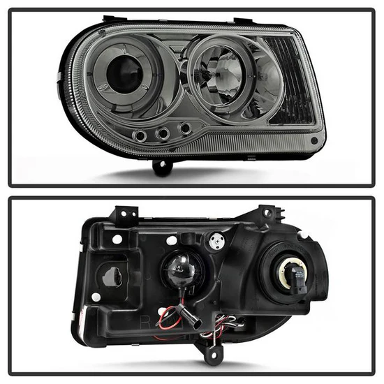 Fits ( Spyder Signature ) Chrysler 300C 05-10 Projector Headlights - LED Halo - LED ( Replaceable LEDs ) - Smoke - High H1 (Included) - Low 9006 (Not Included) - Image 5