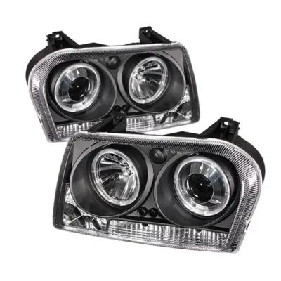 Fits ( Spyder Signature ) Chrysler 300 05-08 Projector Headlights - LED Halo - LED ( Replaceable LEDs ) - Black - High H1 (Included) - Low 9006 (Not Included)