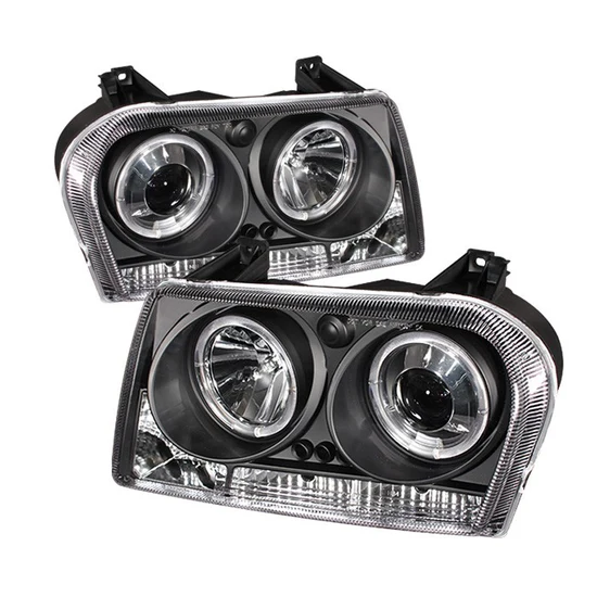 Fits ( Spyder Signature ) Chrysler 300 05-08 Projector Headlights - LED Halo - LED ( Replaceable LEDs ) - Black - High H1 (Included) - Low 9006 (Not Included)