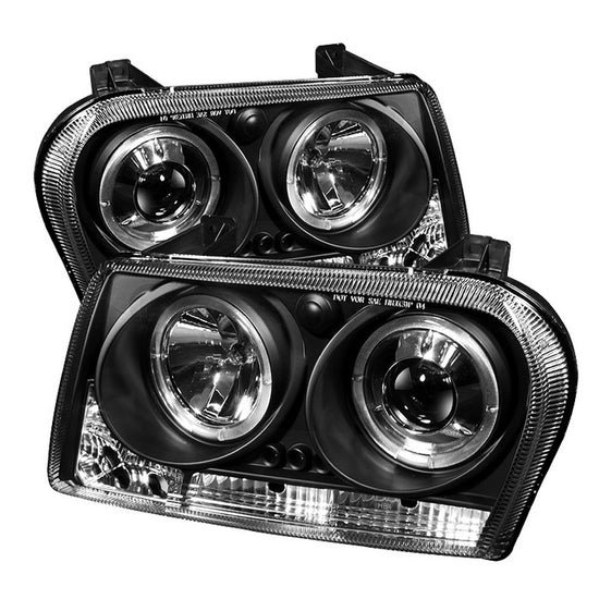 Fits ( Spyder Signature ) Chrysler 300 09-10 Projector Headlights - LED Halo - LED ( Replaceable LEDs ) - Black - High H1 (Included) - Low 9006 (Not Included)
