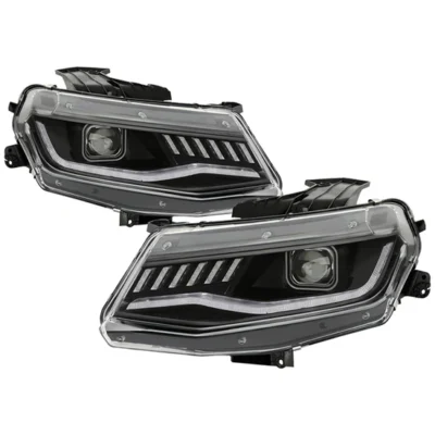 Fits ( Spyder Signature ) Chevy Camaro 16-18 HID Model ( Do Not Fit Halogen Model ) Projector Headlights - Sequential Turn Signal - Low Beam: - High Beam: - Signal: - Black