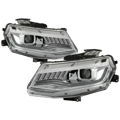 Fits ( Spyder Signature ) Chevy Camaro 16-18 HID Model ( Do Not Fit Halogen Model ) Projector Headlights - Sequential Turn Signal - Low Beam: - High Beam: - Signal: - Chrome