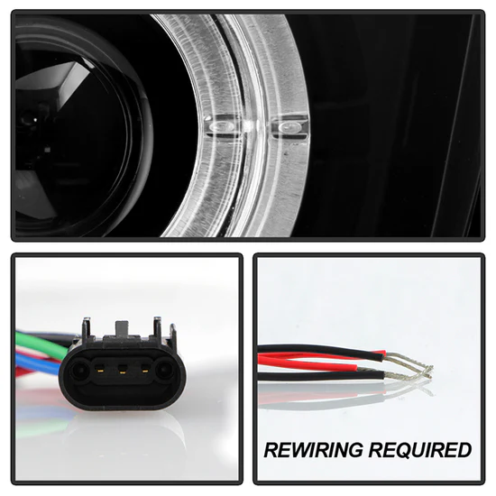 Fits ( Spyder Signature ) Chevy Camaro 10-13 Projector Headlights (for halogen models only) Dual Halo - LED Halo - Black - High/Low H7 (Included) - Image 4