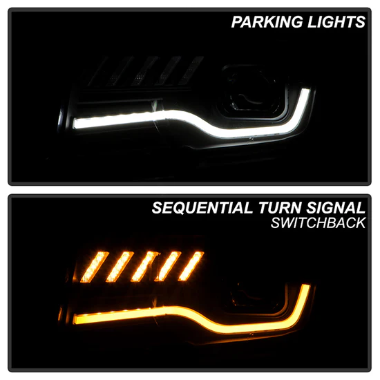 Fits ( Spyder Signature ) Chevy Camaro 2010-2013 Factory Halogen Model Only ( Not Compatible With Factory Xenon/HID Model ) Projector Headlights - Sequential LED Switchback Turn Signal Lights - LED Crystal Light Bar Parking Lights - Black - Image 3